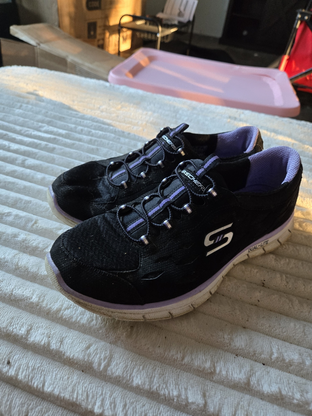 Skechers Women's Black & Purple Slip-On Athletic Sneakers